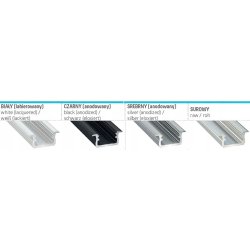 Profil LED typ-B aluminiowy WPUSZCZANY BIAŁY 2m