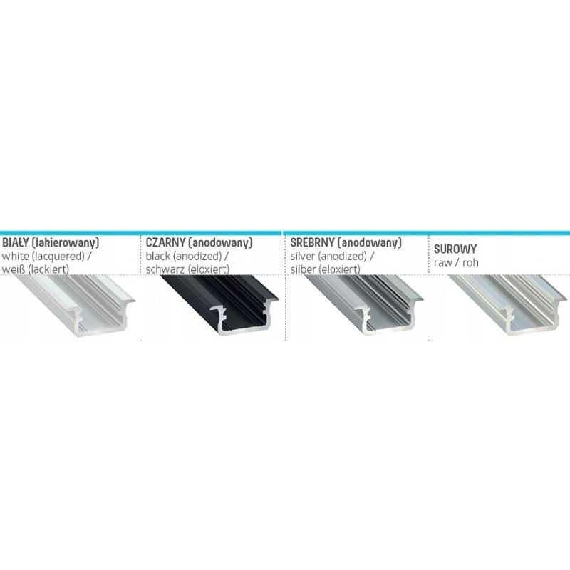 Profil LED typ-B aluminiowy WPUSZCZANY BIAŁY 2m