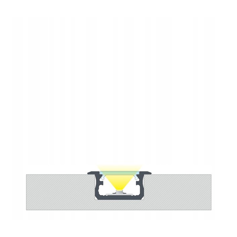 Profil LED typ-B aluminiowy WPUSZCZANY BIAŁY 2m