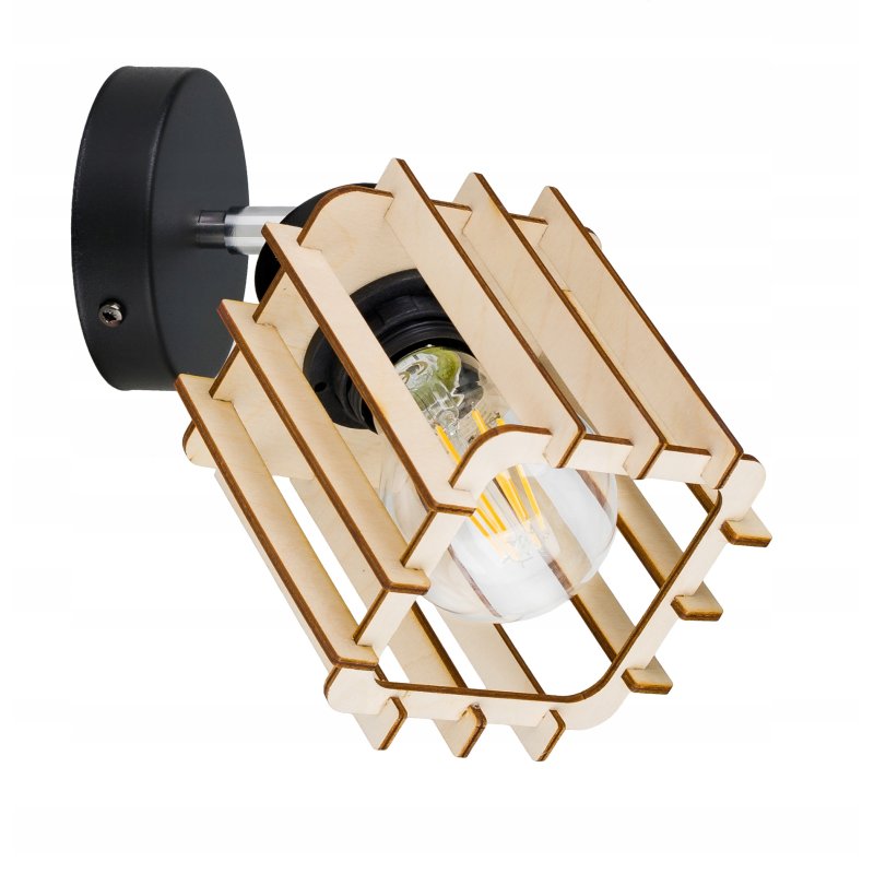LAMPA KINKIET ścienny ruchomy loft KOSTKA Drewno