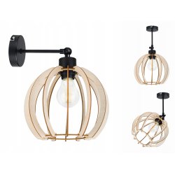 LAMPA KINKIET ścienny regulowany loft KULA drewno