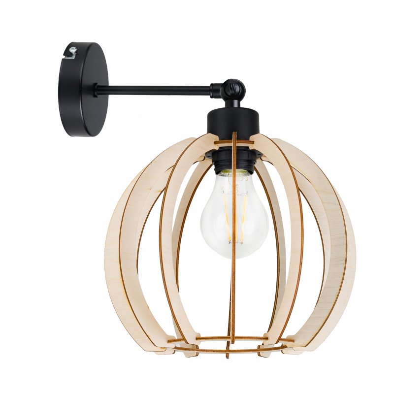 LAMPA KINKIET ścienny regulowany loft KULA drewno