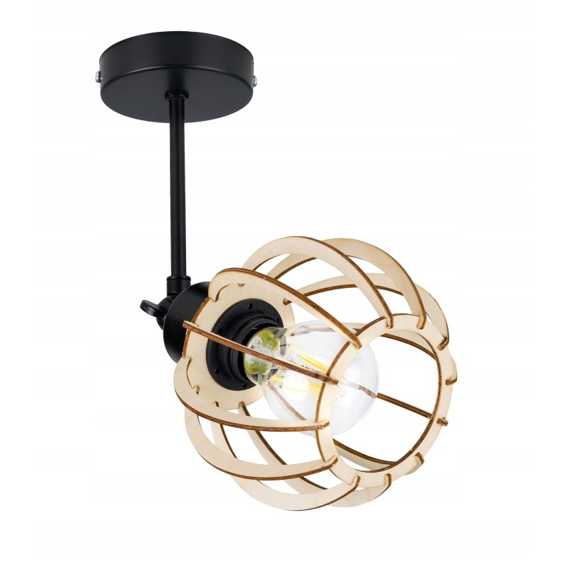 LAMPA KINKIET E27 ścienny ruchomy loft KULA Drewno