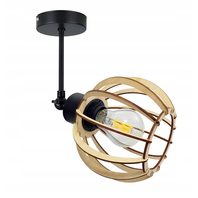 LAMPA KINKIET E27 ścienny ruchomy loft KULA Drewno