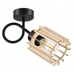 LAMPA KINKIET E27 ścienny stały loft WALEC Drewno