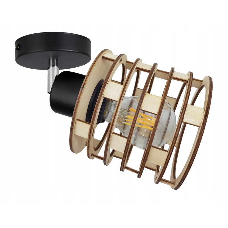 LAMPA KINKIET ścienny ruchomy loft SPRĘŻYNA Drewno