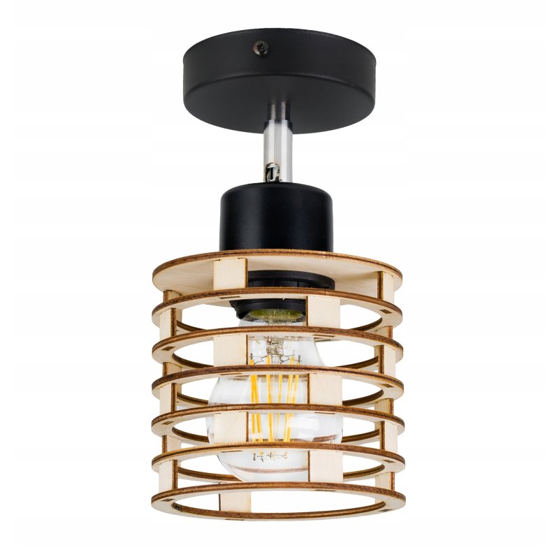 LAMPA KINKIET ścienny ruchomy loft SPRĘŻYNA Drewno