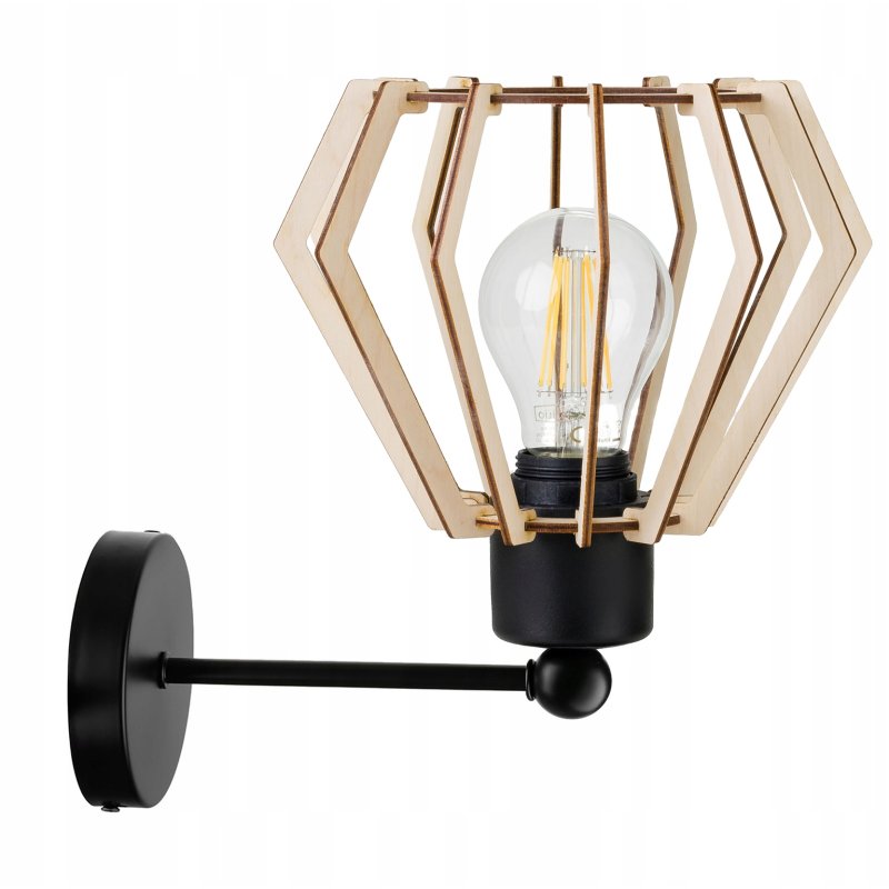 LAMPA KINKIET ścienny stały loft BRYLANT Drewno