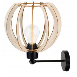 LAMPA KINKIET E27 ścienny stały loft KULA Drewno