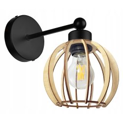 LAMPA KINKIET E27 ścienny stały loft KULA Drewno