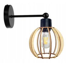 LAMPA KINKIET E27 ścienny stały loft KULA Drewno