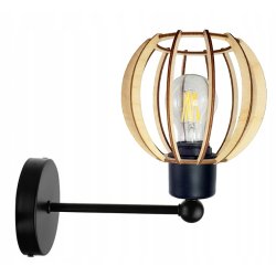 LAMPA KINKIET E27 ścienny stały loft KULA Drewno