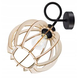 LAMPA KINKIET E27 ścienny stały loft KULA Drewno