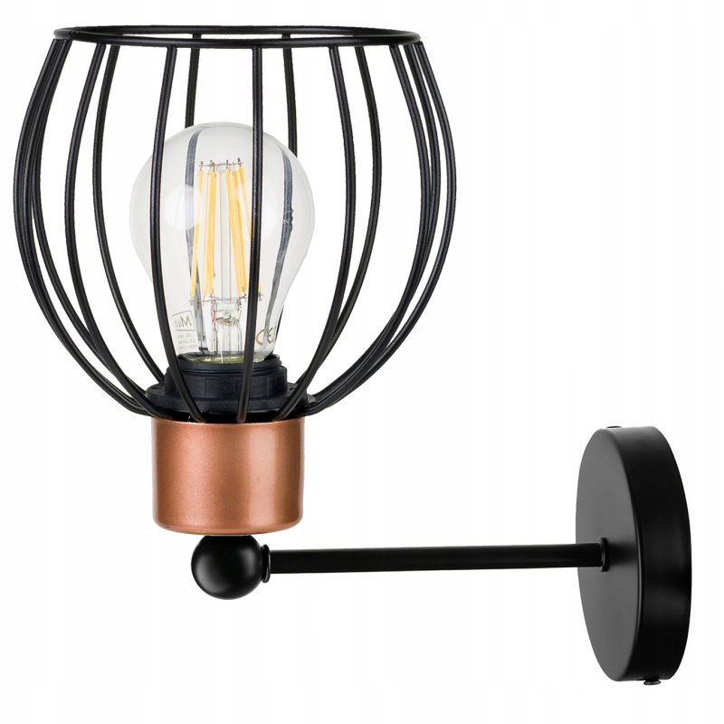 LAMPA KINKIET E27 ścienny stały loft drut KULA