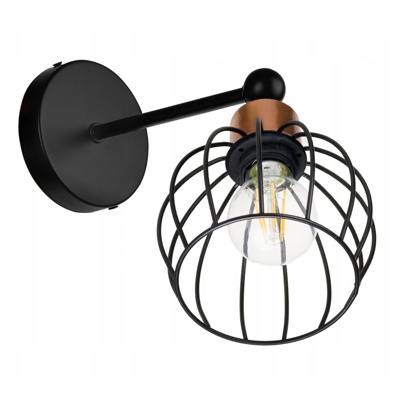 LAMPA KINKIET E27 ścienny stały loft drut KULA