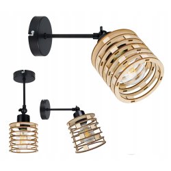 LAMPA KINKIET ścienny ruchomy loft SPRĘŻYNA Drewno