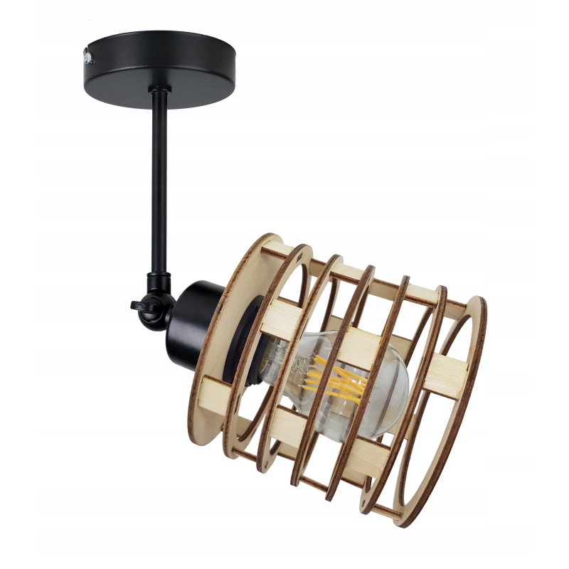 LAMPA KINKIET ścienny ruchomy loft SPRĘŻYNA Drewno