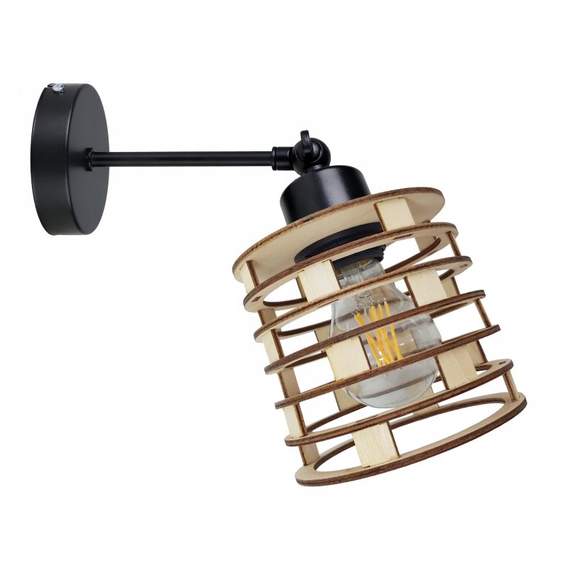 LAMPA KINKIET ścienny ruchomy loft SPRĘŻYNA Drewno