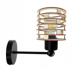 LAMPA KINKIET ścienny stały loft SPRĘŻYNA Drewno