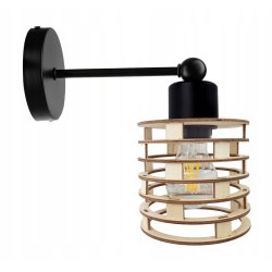 LAMPA KINKIET ścienny stały loft SPRĘŻYNA Drewno
