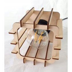 LAMPA KINKIET E27 ścienny stały loft KOSTKA Drewno