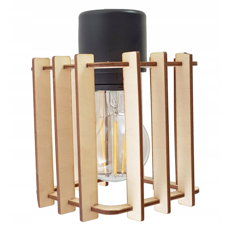 LAMPA KINKIET E27 ścienny stały loft KOSTKA Drewno