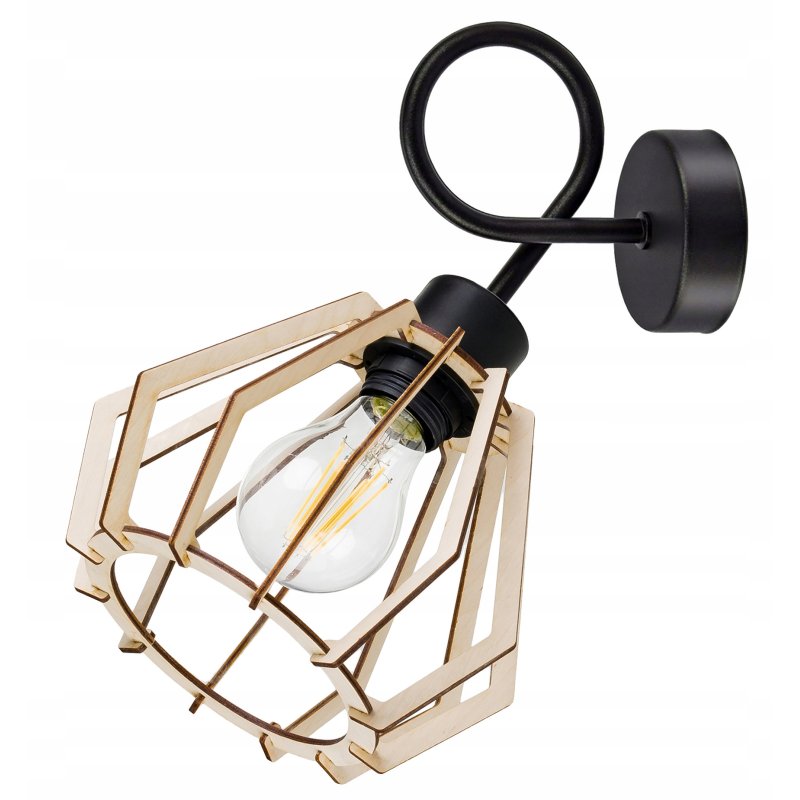 LAMPA KINKIET ścienny stały loft BRYLANT Drewno