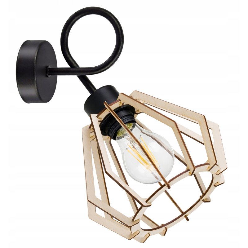 LAMPA KINKIET ścienny stały loft BRYLANT Drewno