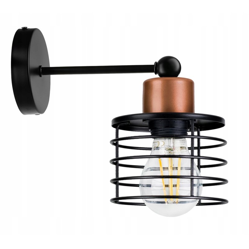 LAMPA KINKIET E27 ścienny stały loft drut SPRĘŻYNA