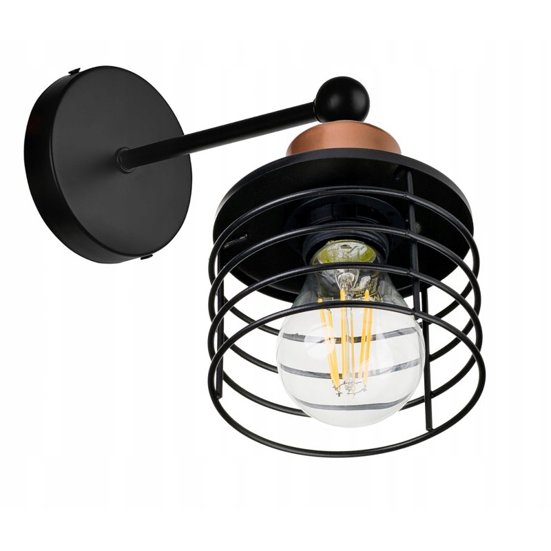 LAMPA KINKIET E27 ścienny stały loft drut SPRĘŻYNA