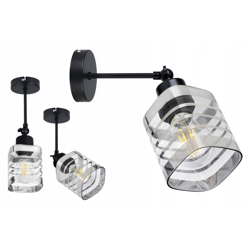 LAMPA KINKIET ścienny ruchomy loft klosz SZKLANY