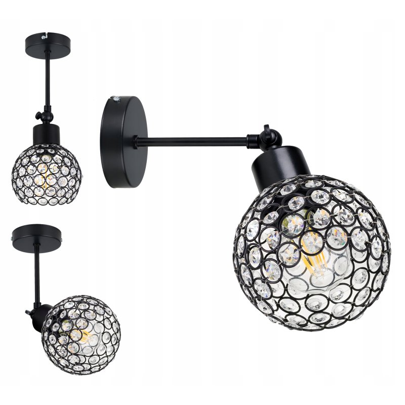LAMPA KINKIET ścienny ruchomy LOFT Klosz KRYSZTAŁ