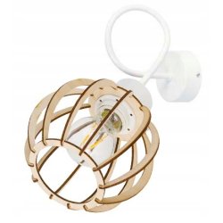 LAMPA KINKIET E27 ścienny stały loft drewno KULA