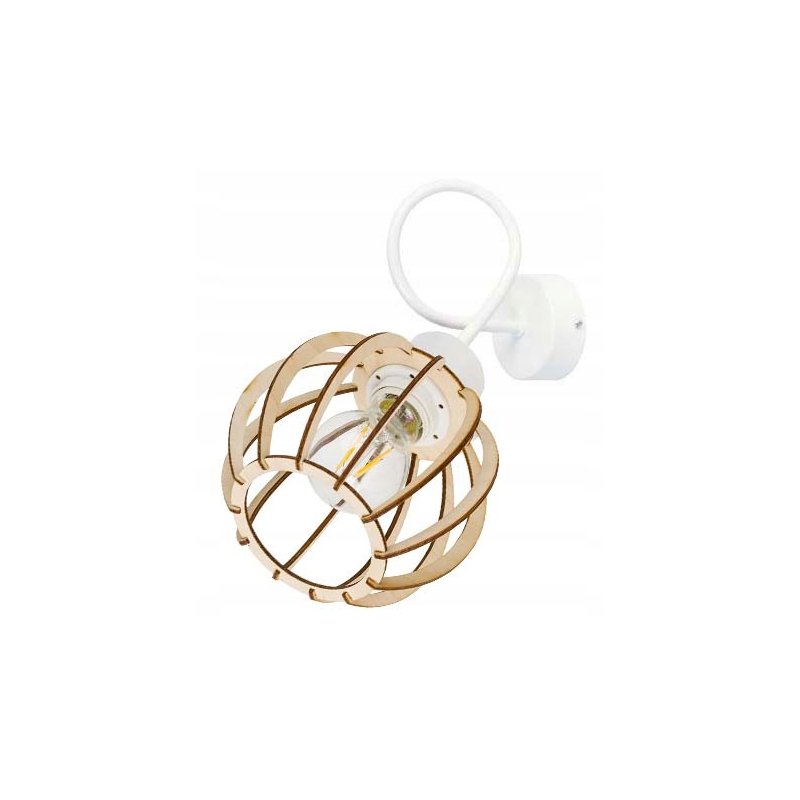 LAMPA KINKIET E27 ścienny stały loft drewno KULA
