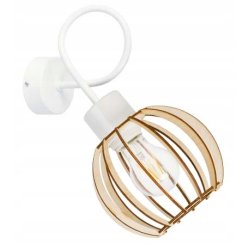 LAMPA KINKIET E27 ścienny stały loft drewno KULA