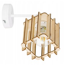 LAMPA KINKIET E27 ścienny stały loft drewno KOSTKA