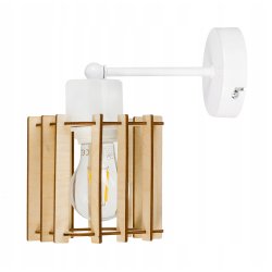 LAMPA KINKIET E27 ścienny stały loft drewno KOSTKA