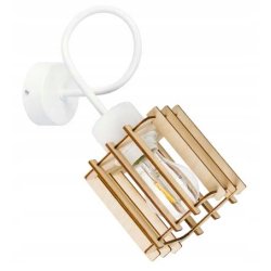 LAMPA KINKIET E27 ścienny stały loft drewno KOSTKA