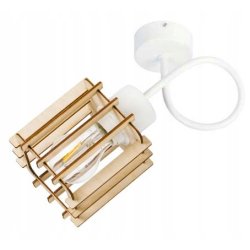 LAMPA KINKIET E27 ścienny stały loft drewno KOSTKA