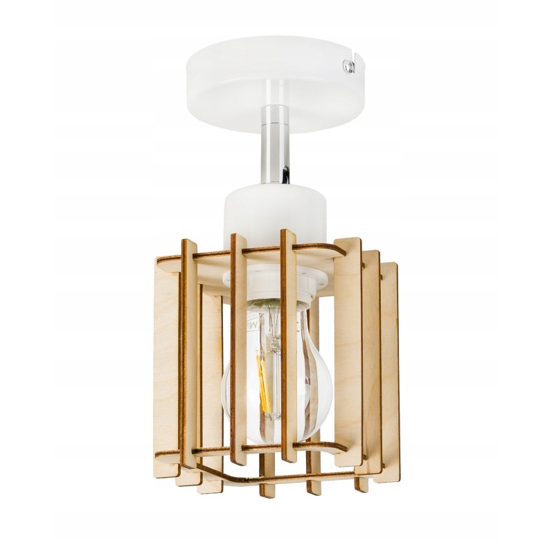 LAMPA KINKIET E27 ścienny ruch loft drewno KOSTKA