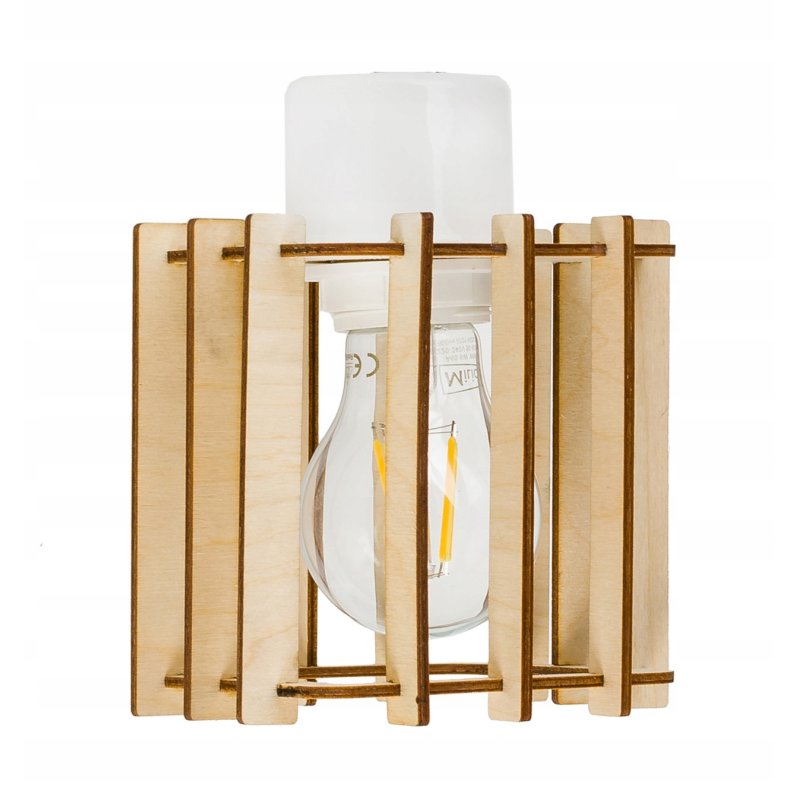 LAMPA KINKIET E27 ścienny ruch loft drewno KOSTKA