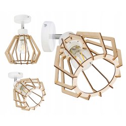 LAMPA KINKIET E27 żyrandol regulowany loft Drewno