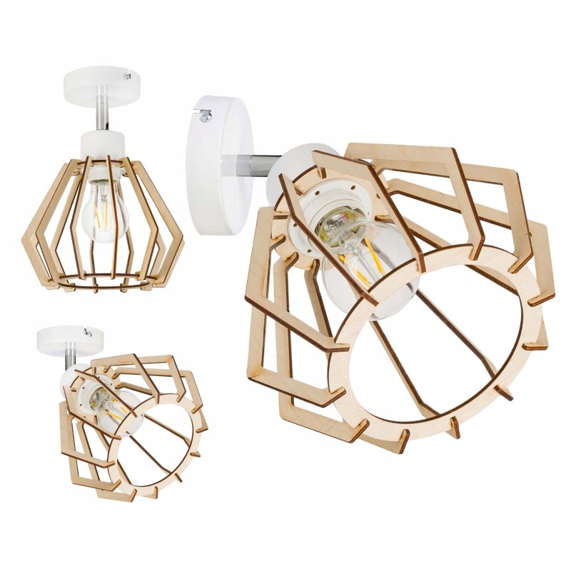 LAMPA KINKIET E27 żyrandol regulowany loft Drewno