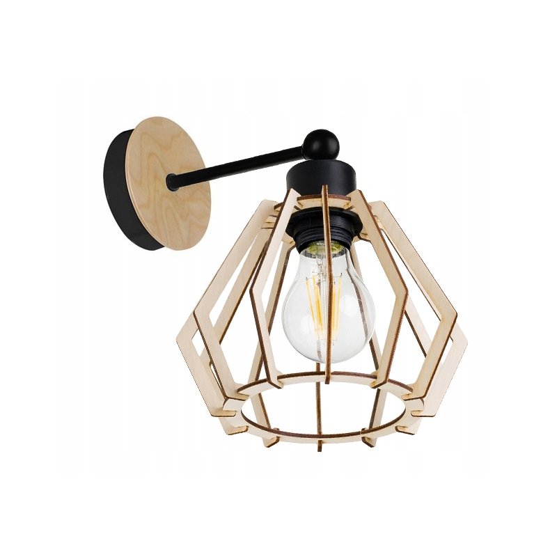 LAMPA KINKIET ścienny stały loft BRYLANT Drewno