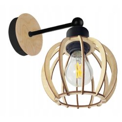 LAMPA KINKIET E27 ścienny stały loft KULA Drewno