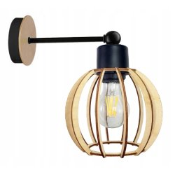LAMPA KINKIET E27 ścienny stały loft KULA Drewno