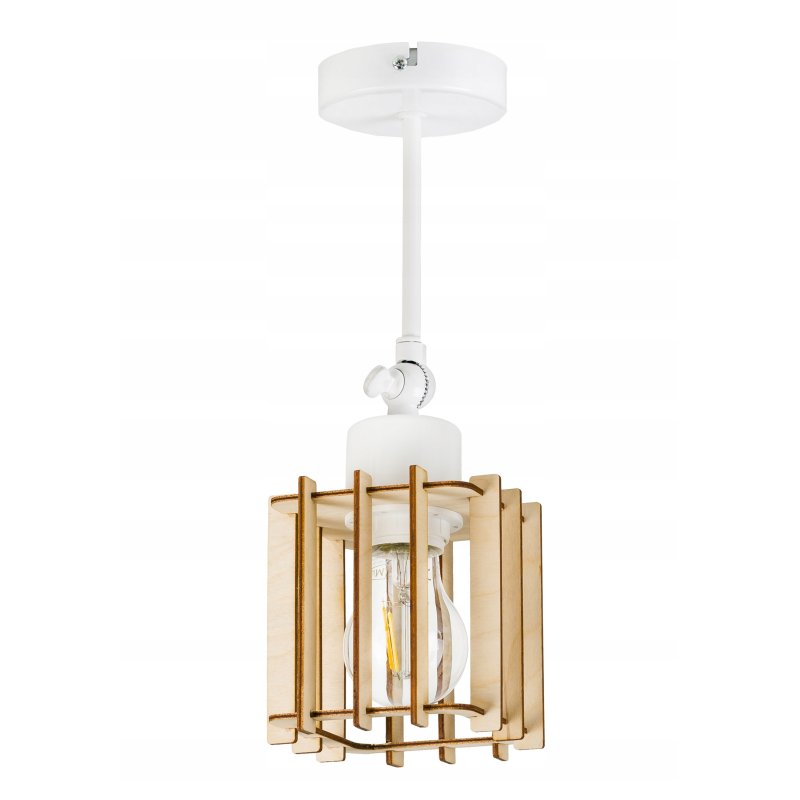 LAMPA KINKIET E27 ścienny ruch loft drewno KOSTKA