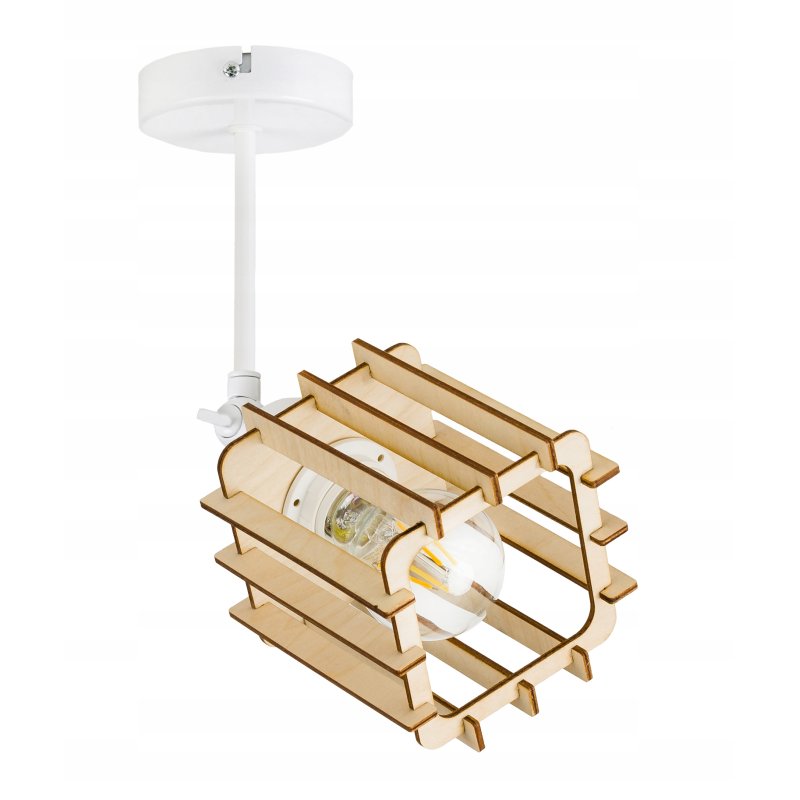 LAMPA KINKIET E27 ścienny ruch loft drewno KOSTKA