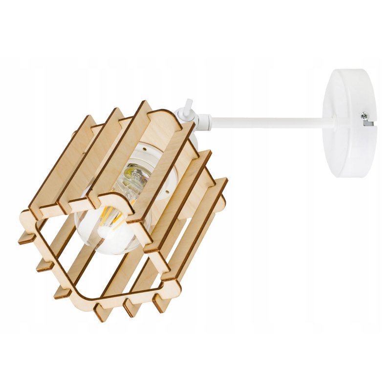 LAMPA KINKIET E27 ścienny ruch loft drewno KOSTKA