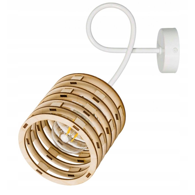 LAMPA KINKIET ścienny stały loft SPRĘŻYNA Drewno